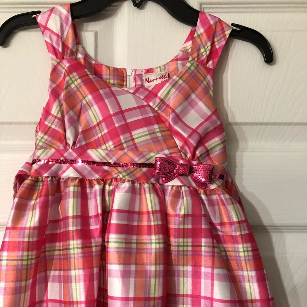 Nannette Pink Checked Girls Dress Sz 06